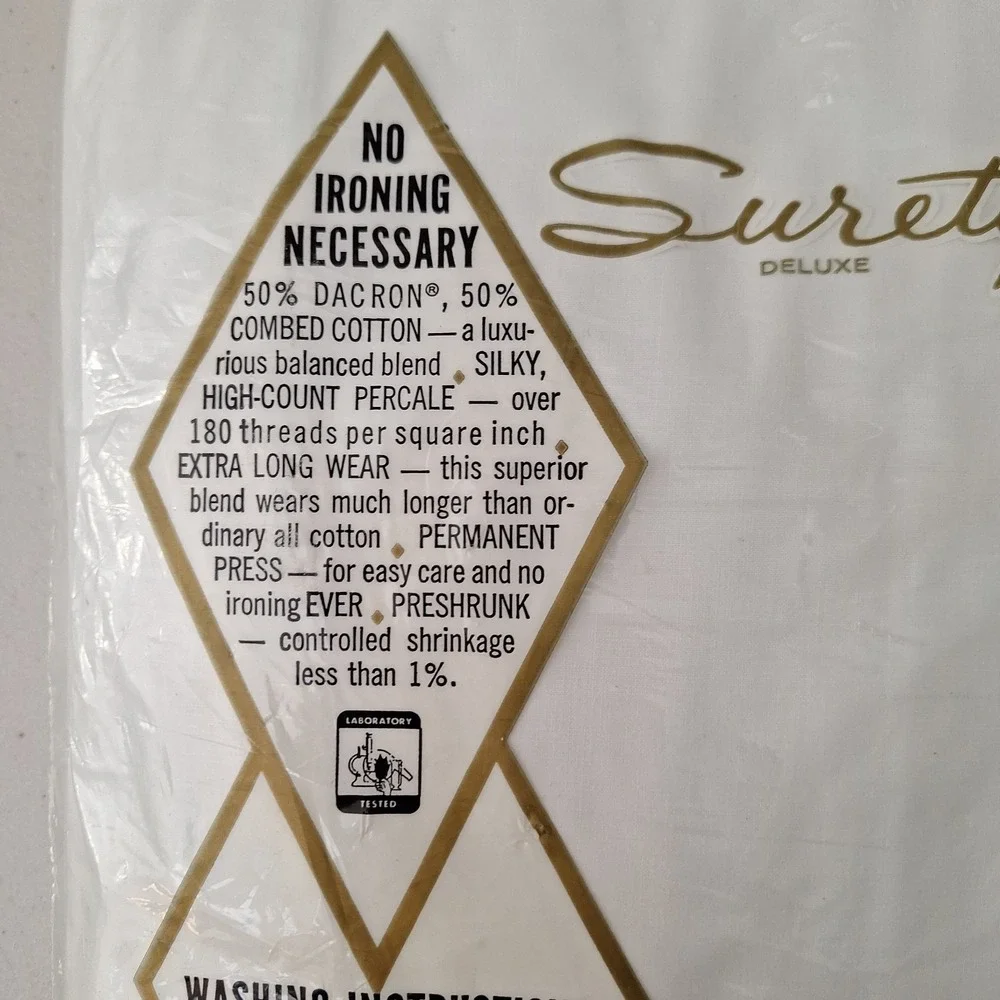 VTG Surety Deluxe No-Iron Perm. Press Combed Percale Double Bottom Fitted Sheet